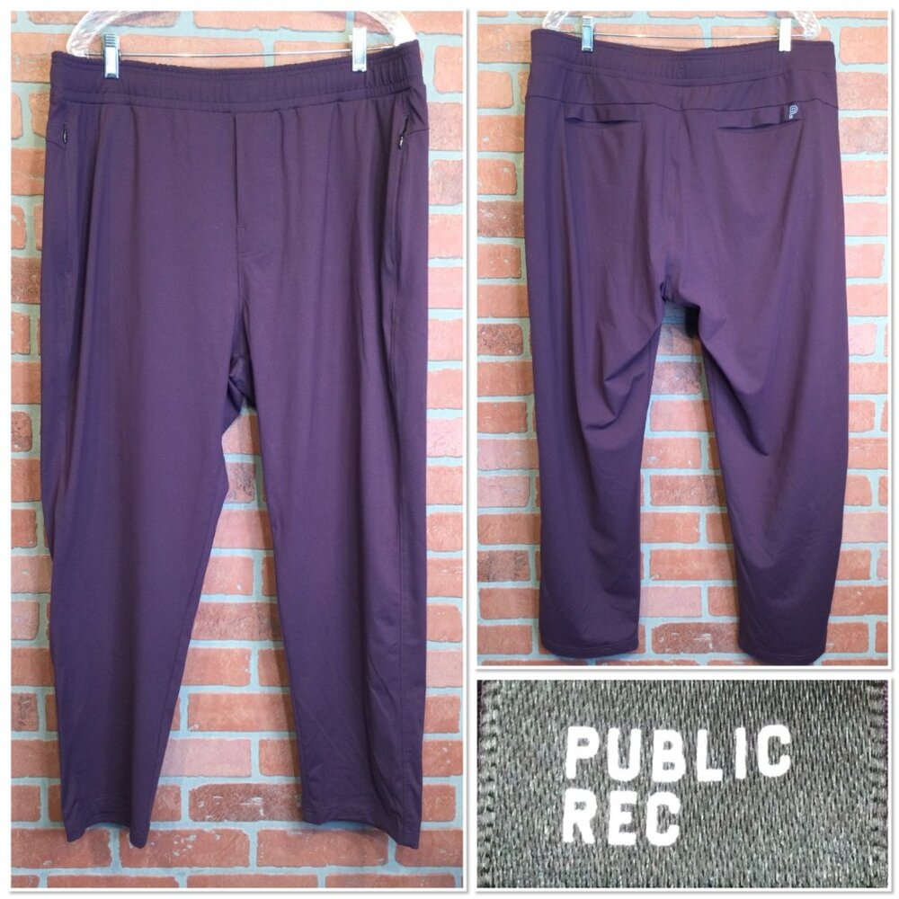 Public Rec Mens Pants Size 40/30 Nylon Blend Plum Purple Athletic Golf Pull On